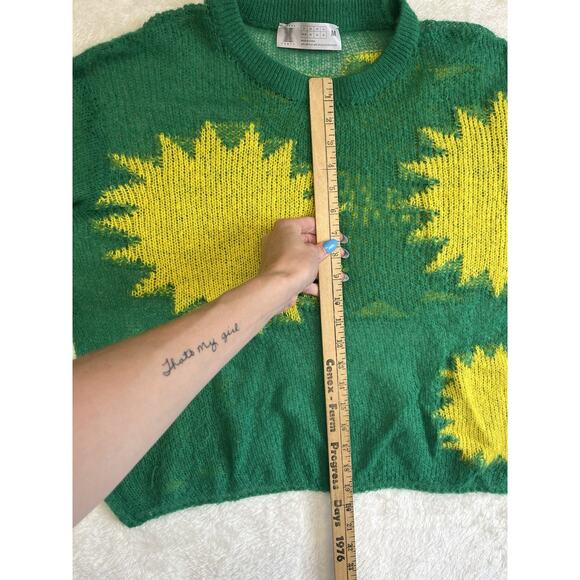 Savage X Fenty Knittin Pretty Loose Knit Sweater Size M Green Yellow Starburst - Picture 5 of 8